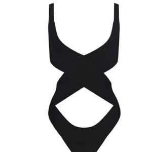 Skims Black Onyx Knit Swim Monokini Bathing Suit New with tags Size 4X Swimsuit